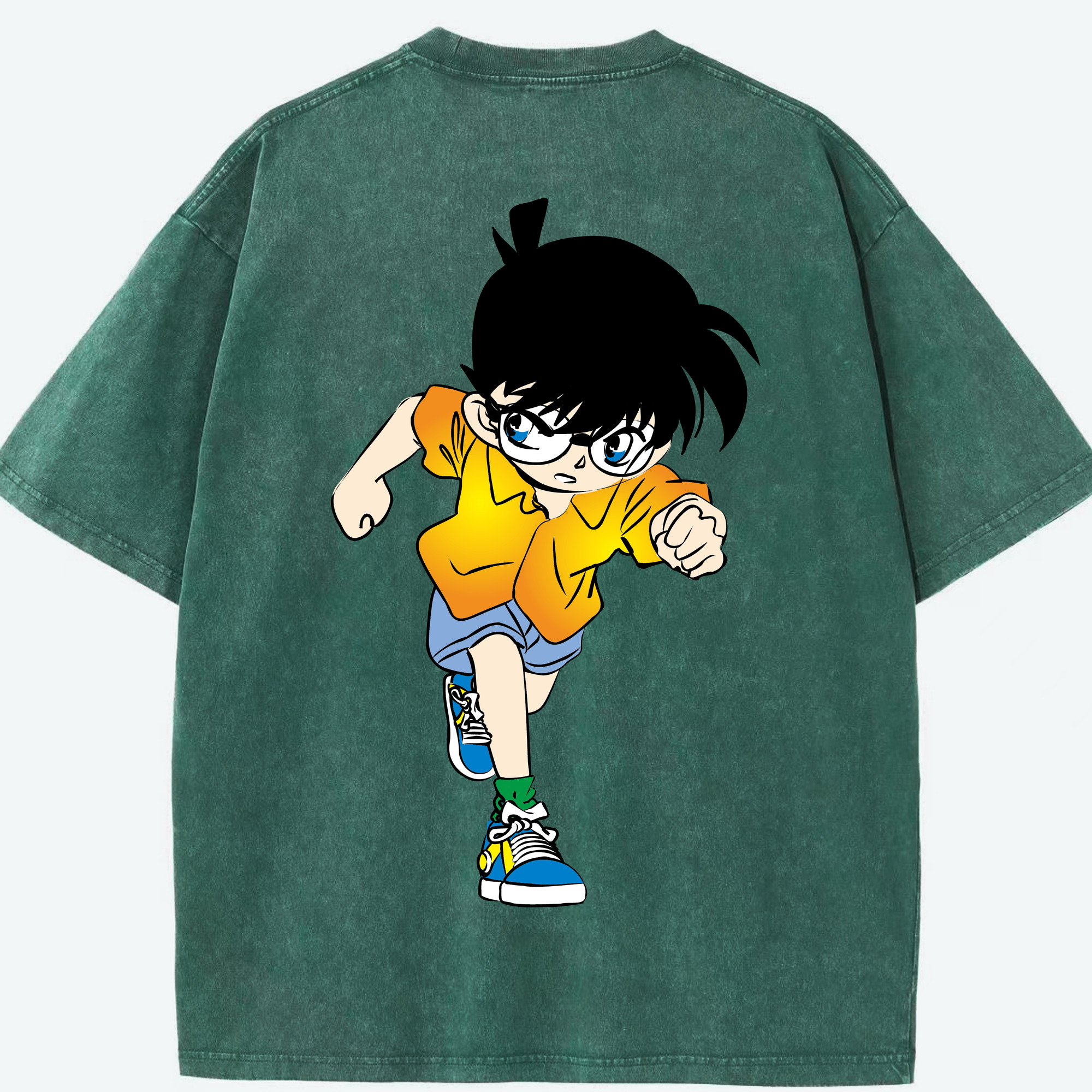（画像用） 名探偵コナン 江戸川 コナン Detective Conan Conan Edogawa 綿100% ヴィンテージ風 半袖Tシャツ（背面プリント）
